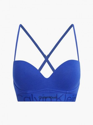 Blue Calvin Klein Push Up - Embossed Icon Women Bra | ZRMU-72961