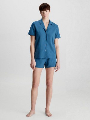 Blue Calvin Klein Pyjama Set Women Shorts | JZUD-43968