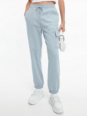 Blue Calvin Klein Recycled Cotton Cargo Women Joggers | LHVY-02684