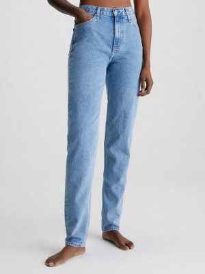 Blue Calvin Klein Recycled Cotton Mom Women Jeans | UZNK-25647