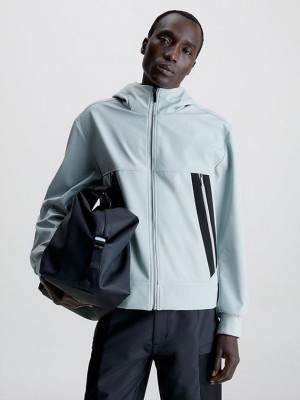 Blue Calvin Klein Recycled Soft Shell Men Jacket | RPAO-75934