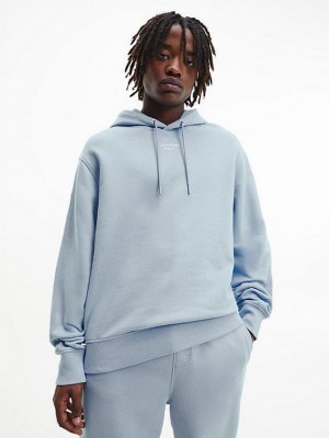 Blue Calvin Klein Relaxed Men Hoodie | MFGB-10824