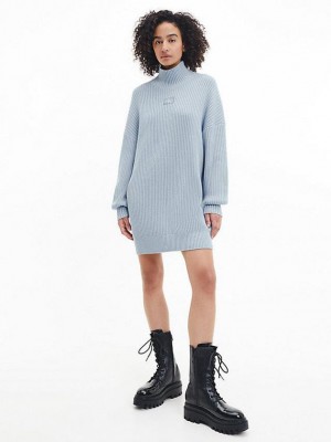 Blue Calvin Klein Relaxed Organic Cotton Jumper Women Dress | BKRL-87612