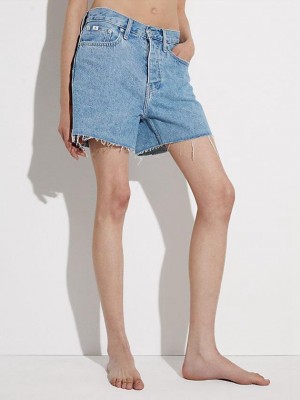 Blue Calvin Klein Slim Denim - Pride Women Shorts | IOYN-83465