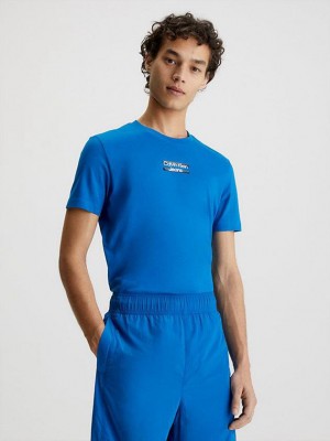 Blue Calvin Klein Slim Logo Men T-Shirt | ZEJC-47108