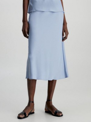 Blue Calvin Klein Slim Recycled Crepe Midi Women Skirt | PRBX-83094