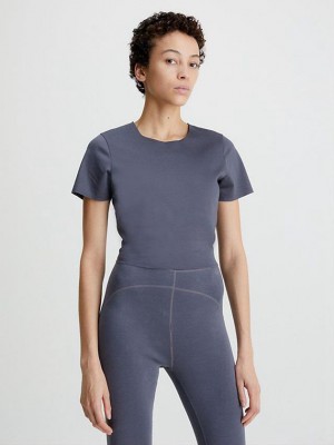Blue Calvin Klein Slim Scuba Open Back Women Top | GMAE-31064