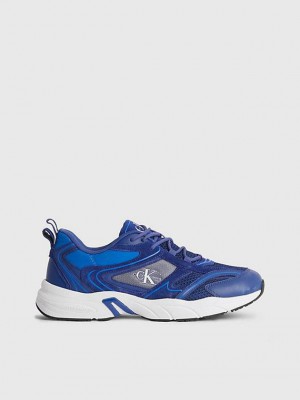 Blue Calvin Klein Suede And Mesh Men Sneakers | LDIC-06538