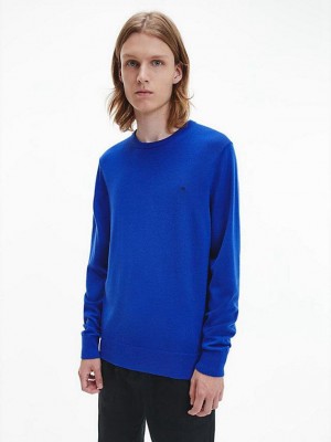 Blue Calvin Klein Superior Wool Jumper Men Sweater | YBMG-35861
