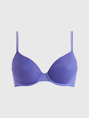 Blue Calvin Klein T-Shirt - Sheer Marquisette Women Bra | XWVU-21946
