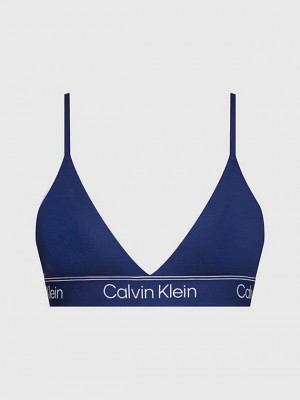 Blue Calvin Klein Triangle - Athletic Cotton Women Bra | XJMD-83619