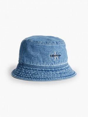 Blue Calvin Klein Unisex Denim Bucket Men Cap | YCQW-09657