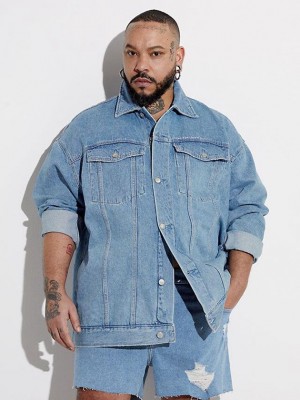 Blue Calvin Klein Unisex Oversized Denim - Pride Women Jacket | RLTS-80469