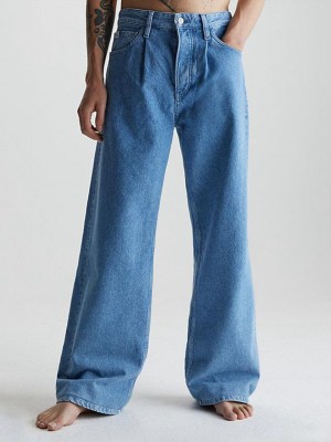 Blue Calvin Klein Wide Leg Men Jeans | HDRF-09213