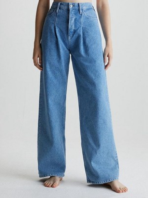 Blue Calvin Klein Wide Leg Women Jeans | NBRI-56782