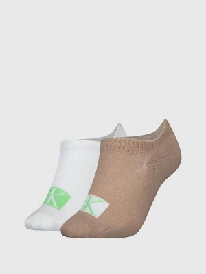 Brown Calvin Klein 2 Pack Invisible Women Socks | FDNK-28704