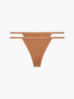 Brown Calvin Klein 2 Pack - CK One Women Thong | CGMX-92786