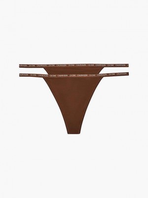 Brown Calvin Klein 2 Pack - CK One Women Thong | OSUK-97085