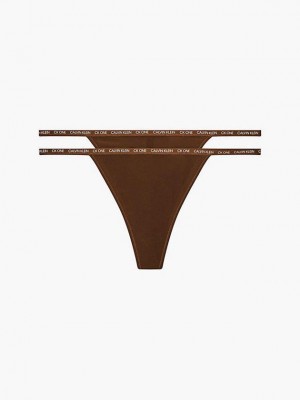 Brown Calvin Klein 2 Pack - CK One Women Thong | CMTF-94270