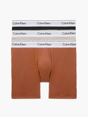 Brown Calvin Klein 3 Pack - Modern Cotton Men Briefs | XGZK-05263