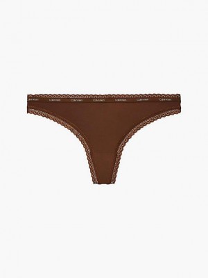 Brown Calvin Klein Bottoms Up Women Thong | VMNL-21698