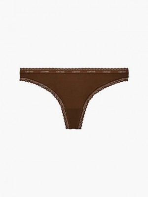 Brown Calvin Klein Bottoms Up Women Thong | GWNH-27536