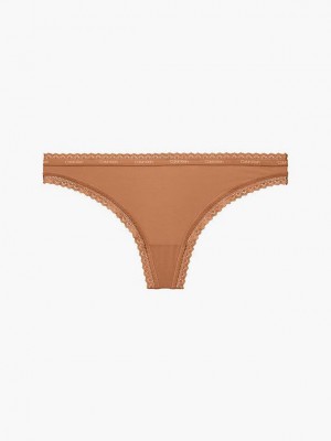 Brown Calvin Klein Bottoms Up Women Thong | FVYM-90542
