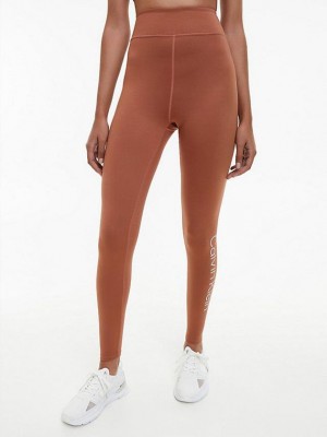 Brown Calvin Klein Gym Women Leggings | YBOM-13985