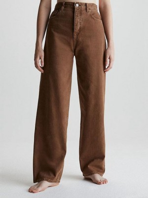 Brown Calvin Klein High Rise Relaxed Women Jeans | RXKQ-87264
