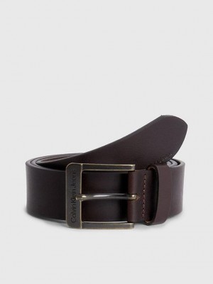 Brown Calvin Klein Leather Men Belt | FBYT-48726