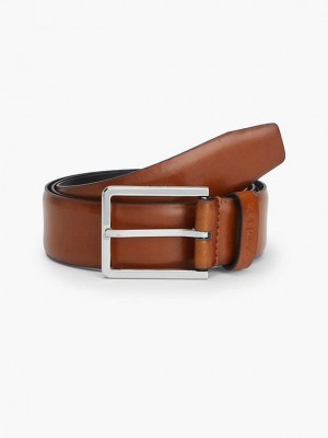 Brown Calvin Klein Leather Men Belt | HUSG-01832