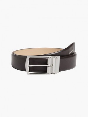 Brown Calvin Klein Leather Men Belt | KBST-89437