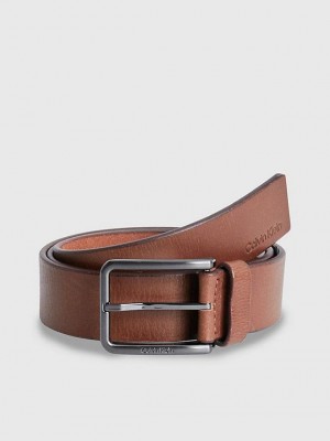 Brown Calvin Klein Leather Men Belt | LFWJ-21830