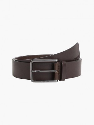 Brown Calvin Klein Leather Men Belt | OTID-01635