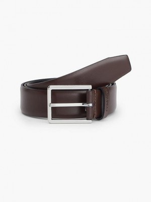 Brown Calvin Klein Leather Men Belt | QDZG-70923