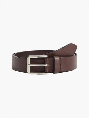 Brown Calvin Klein Leather Men Belt | VMCX-76581