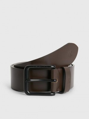 Brown Calvin Klein Leather Men Belt | WACF-65073