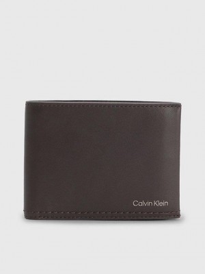 Brown Calvin Klein Leather Rfid Billfold Men Wallet | BMCS-76430