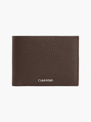 Brown Calvin Klein Leather Trifold Men Wallet | SVYI-57608