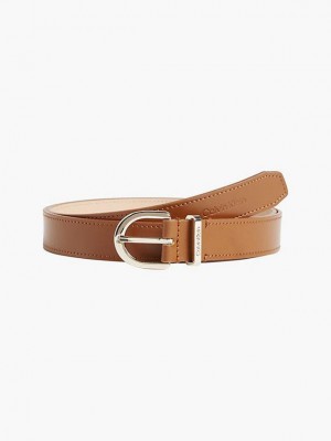 Brown Calvin Klein Leather Women Belt | MUNW-76341