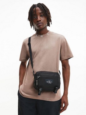Brown Calvin Klein Organic Cotton Logo Collar Men T-Shirt | RILN-47608