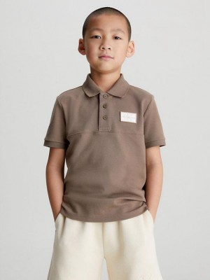 Brown Calvin Klein Pique Boys's Polo Shirt | PFWK-09435