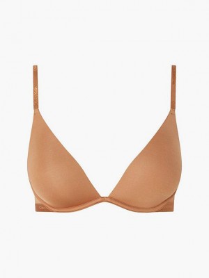 Brown Calvin Klein Plunge - Form To Body Women Bra | GZVC-36054