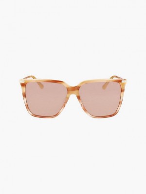 Brown Calvin Klein Rectangle Women Sunglasses | WOIT-07829