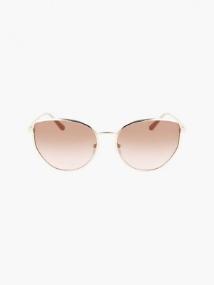 Brown Calvin Klein Rectangle Women Sunglasses | ANVI-28610