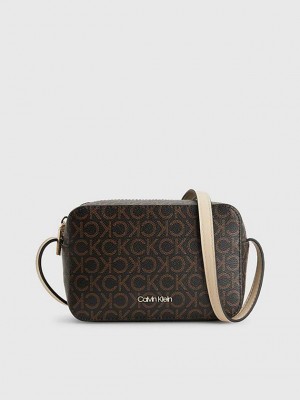 Brown Calvin Klein Recycled Crossbody Logo Women Bags | LXBA-17562