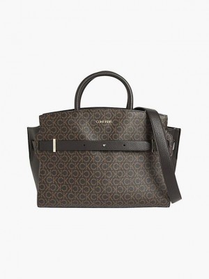 Brown Calvin Klein Recycled Logo Tote Women Bags | DTWE-63789