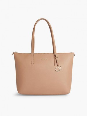 Brown Calvin Klein Recycled Tote Women Bags | CQWS-80194