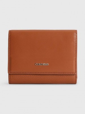 Brown Calvin Klein Recycled Trifold Women Wallet | DQRV-90678