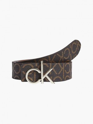 Brown Calvin Klein Reversible Logo Women Belt | VAXM-03692